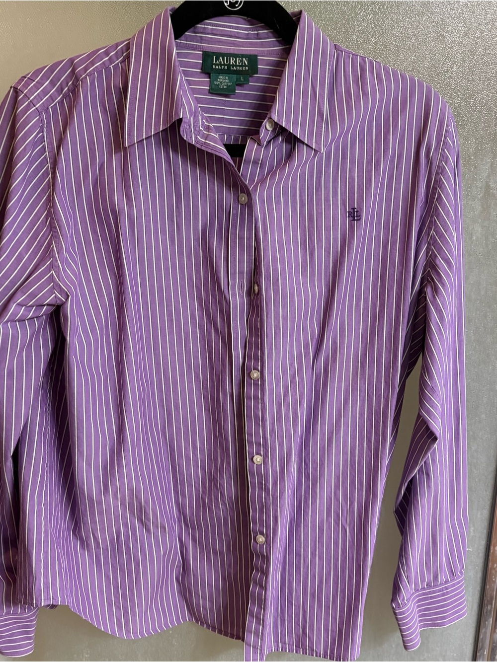 Ralph Lauren Purple & White Striped Dress Shirt